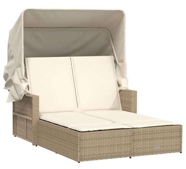VidaXL Dupla Napozóágy - Polyrattan - Bézs - 110x201 cm