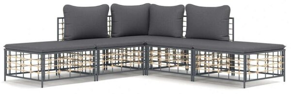 VidaXL Polyrattan Kerti Ülőgarnitúra - 5 részes - Antracit Szürke
