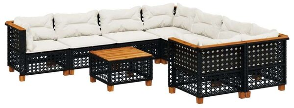 VidaXL Polyrattan Kerti Ülőgarnitúra - 9 részes - Fekete