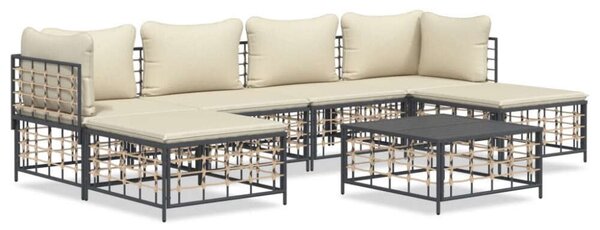VidaXL Polyrattan Kerti Ülőgarnitúra - 7 részes - Antracit Szürke