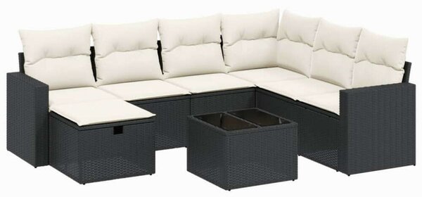 VidaXL Polyrattan Kerti Ülőgarnitúra - 8 részes - Fekete