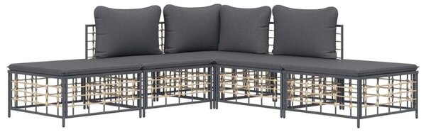 VidaXL Polyrattan Kerti Ülőgarnitúra - 5 részes - Antracit Szürke