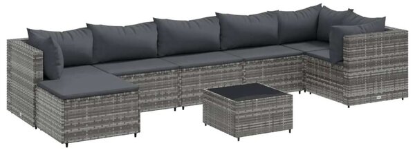 Polyrattan Kerti Ülőgarnitúra - 8 részes - Szürke