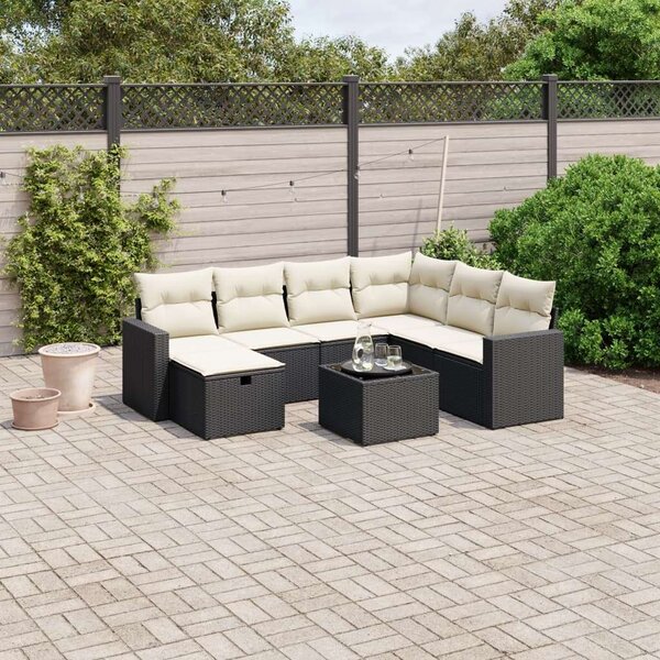 VidaXL Polyrattan Kerti Ülőgarnitúra - 8 részes - Fekete