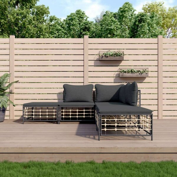 VidaXL Polyrattan Kerti Ülőgarnitúra - 5 részes - Antracit Szürke