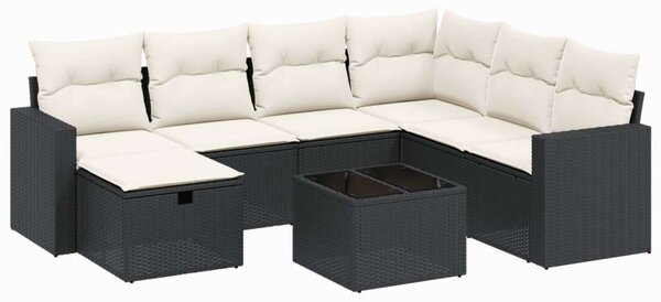 VidaXL Polyrattan Kerti Ülőgarnitúra - 8 részes - Fekete