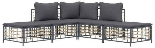 VidaXL Polyrattan Kerti Ülőgarnitúra - 5 részes - Antracit Szürke