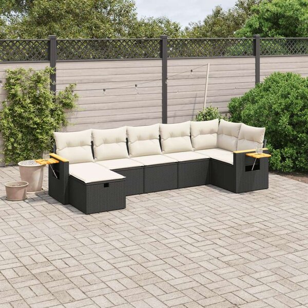 VidaXL Polyrattan Kerti Ülőgarnitúra - 7 részes - Fekete