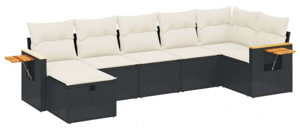 VidaXL Polyrattan Kerti Ülőgarnitúra - 7 részes - Fekete