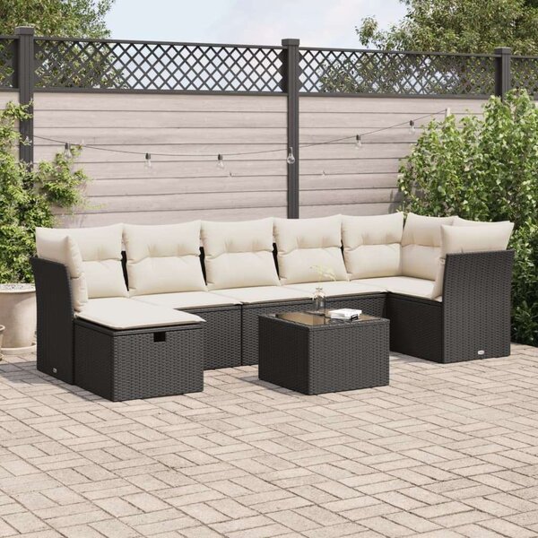 VidaXL Polyrattan Kerti Ülőgarnitúra - 8 részes - Fekete
