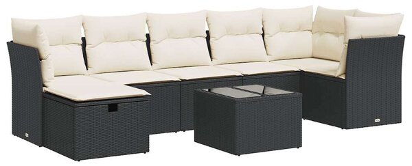 VidaXL Polyrattan Kerti Ülőgarnitúra - 8 részes - Fekete