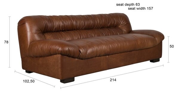 Barna bőr kanapé 214 cm Douglas – Dutchbone