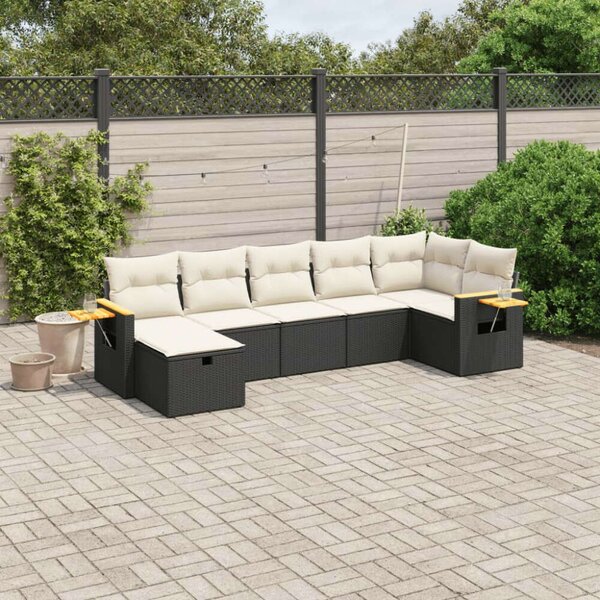 VidaXL Polyrattan Kerti Ülőgarnitúra - 7 részes - Fekete