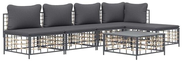 VidaXL 6-részes antracitszürke polyrattan kerti ülőgarnitúra párnákkal