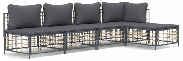 VidaXL 5 részes Kerti Ülőgarnitúra - Antracit Szürke Polyrattan