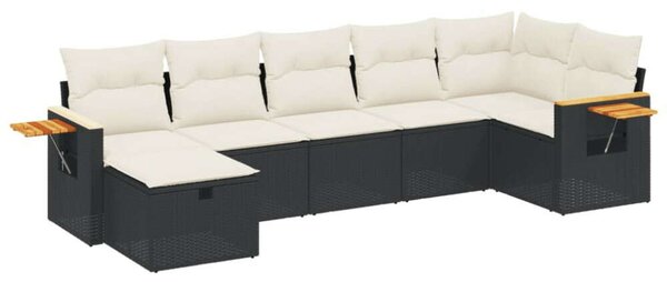 VidaXL Polyrattan Kerti Ülőgarnitúra - 7 részes - Fekete