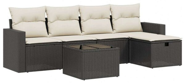 VidaXL Polyrattan Kerti Ülőgarnitúra - 6 részes - Fekete