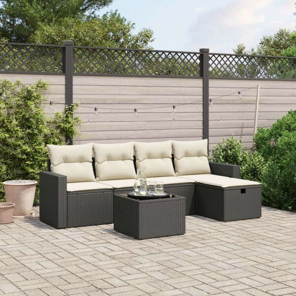 VidaXL Polyrattan Kerti Ülőgarnitúra - 6 részes - Fekete