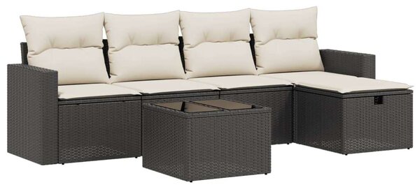 VidaXL Polyrattan Kerti Ülőgarnitúra - 6 részes - Fekete