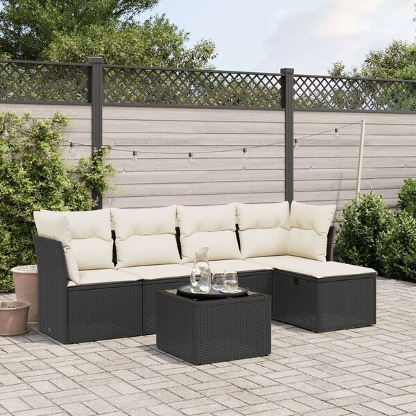 VidaXL Polyrattan Kerti Ülőgarnitúra - 6 részes - Fekete
