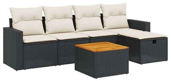 VidaXL Polyrattan Kerti Ülőgarnitúra - 6 részes - Fekete