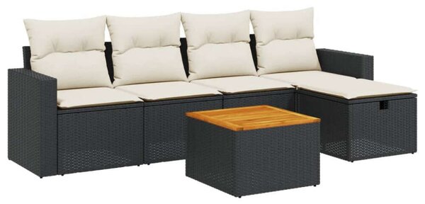 VidaXL Polyrattan Kerti Ülőgarnitúra - 6 részes - Fekete