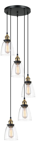 Italux modern vintage függeszték francis fekete átlátszó arany itxmdm-2563/5 gd+cl