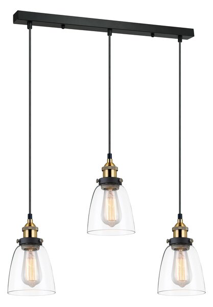 Italux modern vintage függeszték francis fekete átlátszó arany itxmdm-2563/3 gd+cl