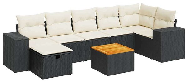 VidaXL Polyrattan Kerti Ülőgarnitúra - 8 részes - Fekete