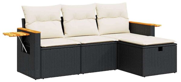 VidaXL Polyrattan Kerti Ülőgarnitúra - 4 részes - Fekete
