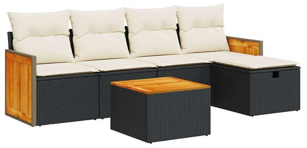 VidaXL Polyrattan Kerti Ülőgarnitúra - 6 részes - Fekete