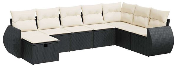 VidaXL Polyrattan Kerti Ülőgarnitúra - 8 részes - Fekete
