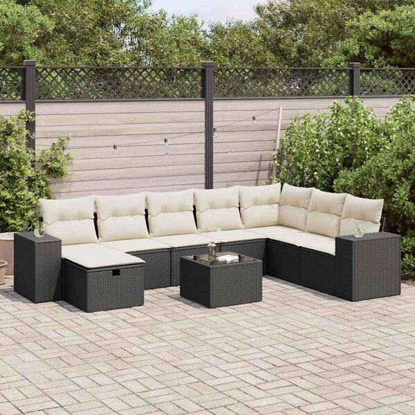VidaXL Polyrattan Kerti Ülőgarnitúra - 9 részes - Fekete