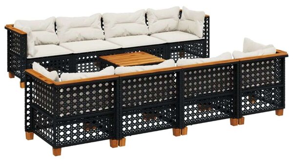 VidaXL Polyrattan Kerti Ülőgarnitúra - 9 részes - Fekete