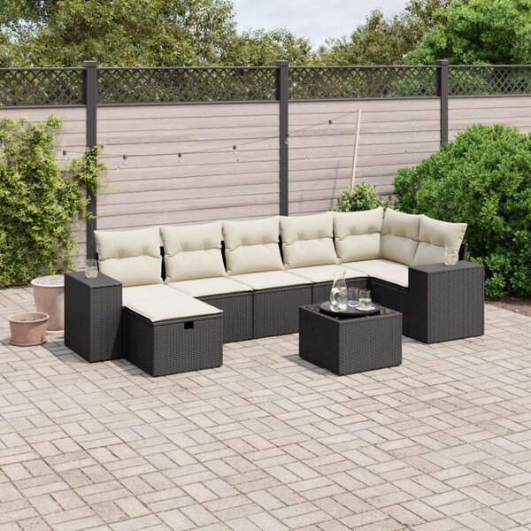 VidaXL Polyrattan Kerti Ülőgarnitúra - 8 részes - Fekete