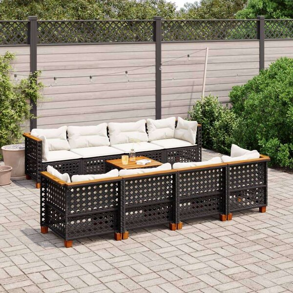 VidaXL Polyrattan Kerti Ülőgarnitúra - 9 részes - Fekete