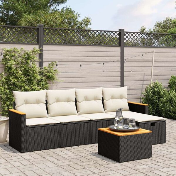 VidaXL Polyrattan Kerti Ülőgarnitúra - 6 részes - Fekete