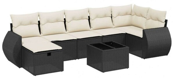 VidaXL Polyrattan Kerti Ülőgarnitúra - 8 részes - Fekete