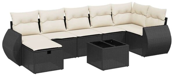 VidaXL Polyrattan Kerti Ülőgarnitúra - 8 részes - Fekete