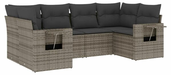 VidaXL 6 részes szürke polyrattan kerti ülőgarnitúra párnákkal