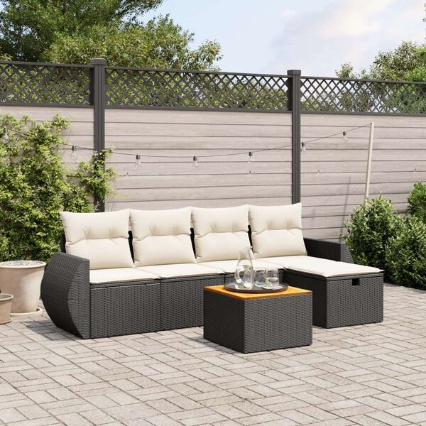 VidaXL Polyrattan Kerti Ülőgarnitúra - 6 részes - Fekete