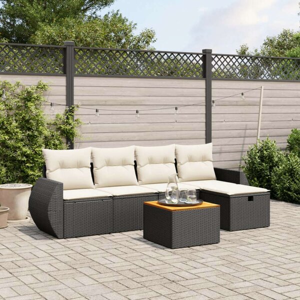 VidaXL Polyrattan Kerti Ülőgarnitúra - 6 részes - Fekete