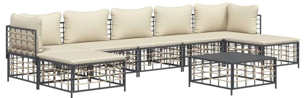 VidaXL 8-részes antracitszürke polyrattan kerti ülőgarnitúra párnákkal