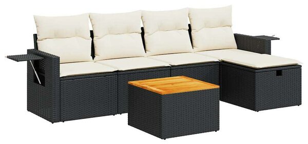 VidaXL Polyrattan Kerti Ülőgarnitúra - 6 részes - Fekete