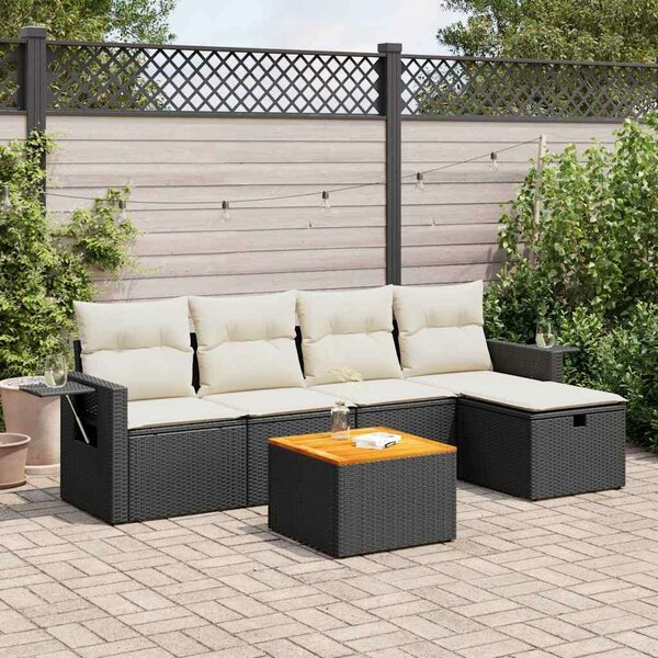 VidaXL Polyrattan Kerti Ülőgarnitúra - 6 részes - Fekete