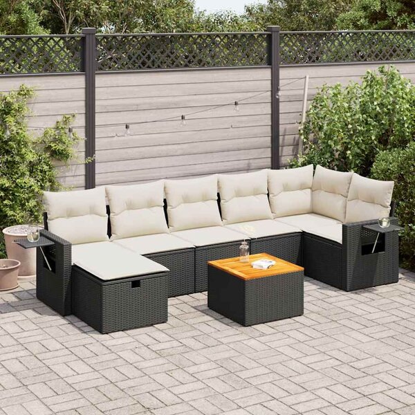VidaXL Polyrattan Kerti Ülőgarnitúra - 8 részes - Fekete