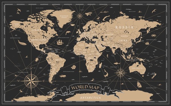 Fotótapéta Szüreti térkép: A World Overview, Modern fotótapéta, Modern fotótapéta, u50401 - Muralas.hu