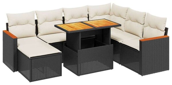 VidaXL Polyrattan Kerti Ülőgarnitúra - 8 részes - Fekete