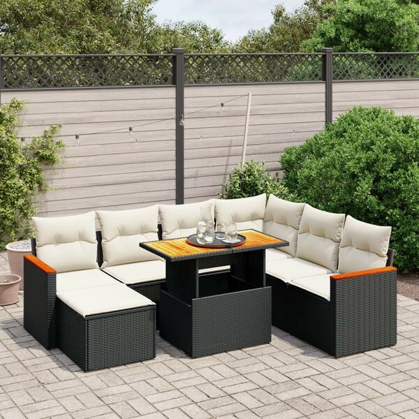 VidaXL Polyrattan Kerti Ülőgarnitúra - 8 részes - Fekete