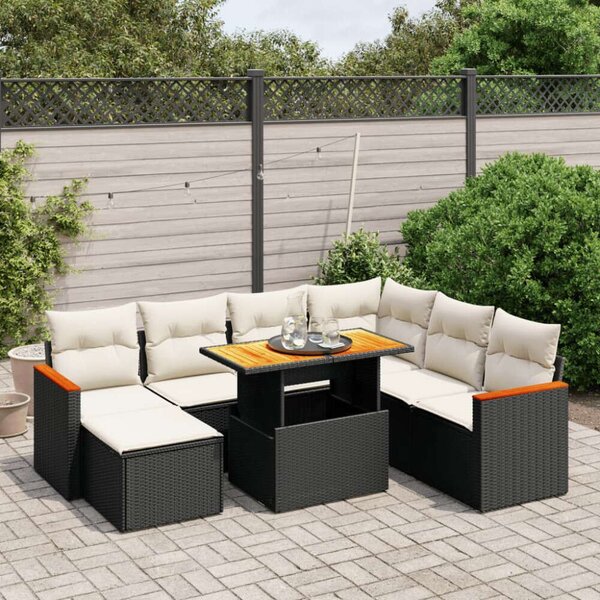 VidaXL Polyrattan Kerti Ülőgarnitúra - 8 részes - Fekete